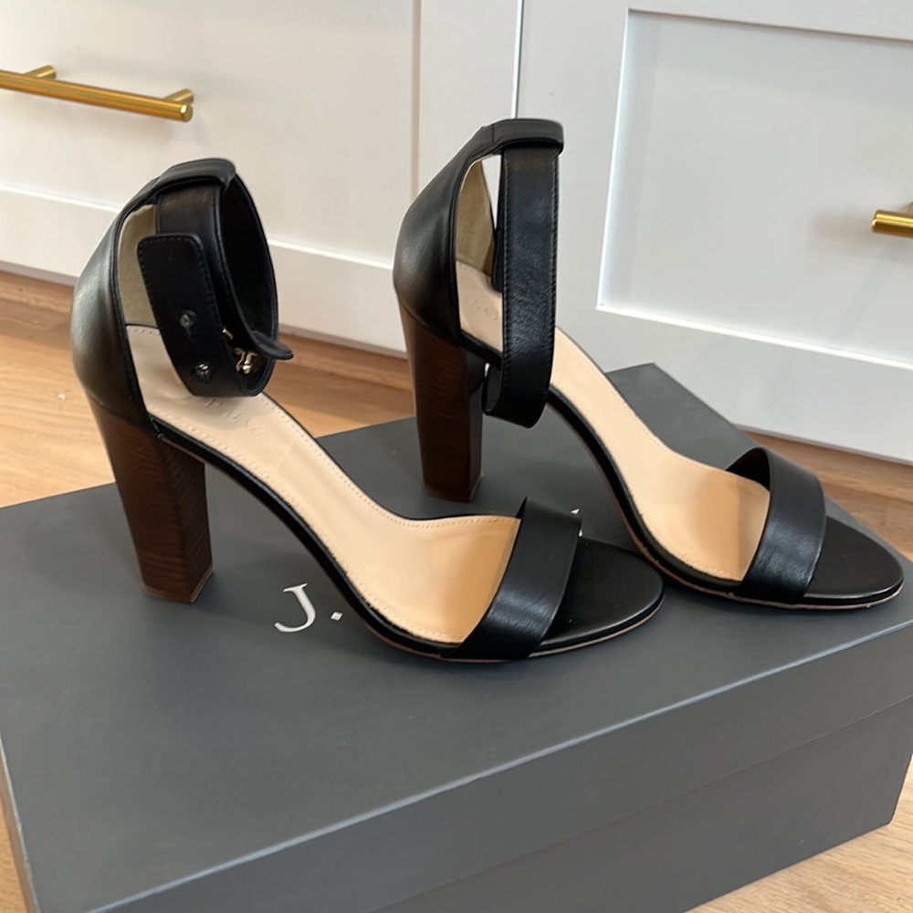 J Crew black leather heel, still in box!
